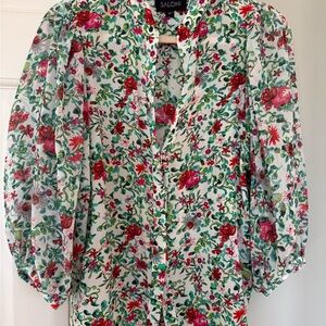 SALONI Floral Blouse - Red, Green, White